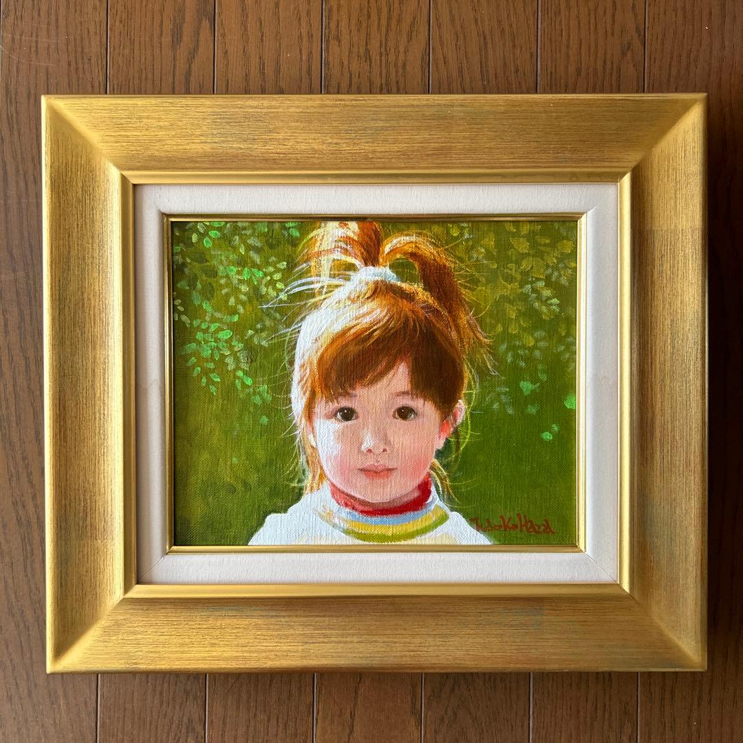絵画　油彩画　少女　原尚子　「幼ごころ」