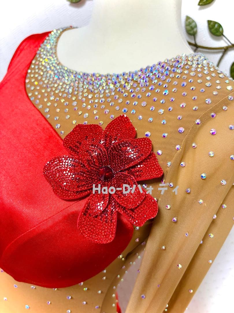 新品★ドレス★ルンバ★タンゴ★スムース★社交ダンス★競技会★パーティー★レッド