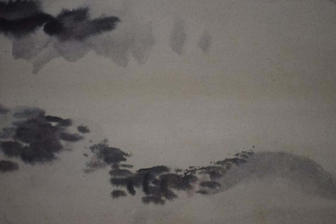 真作/茗圃/風花翁/夏富士山水図/名古屋/日泰寺/所蔵伝来/布袋屋掛軸HJ-63