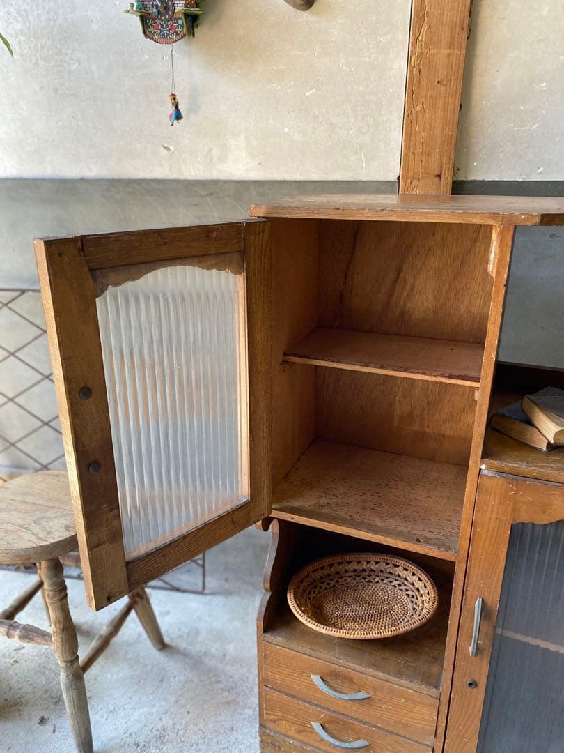 ビンテージ モールガラスのキャビネット ※送料込みに変更します