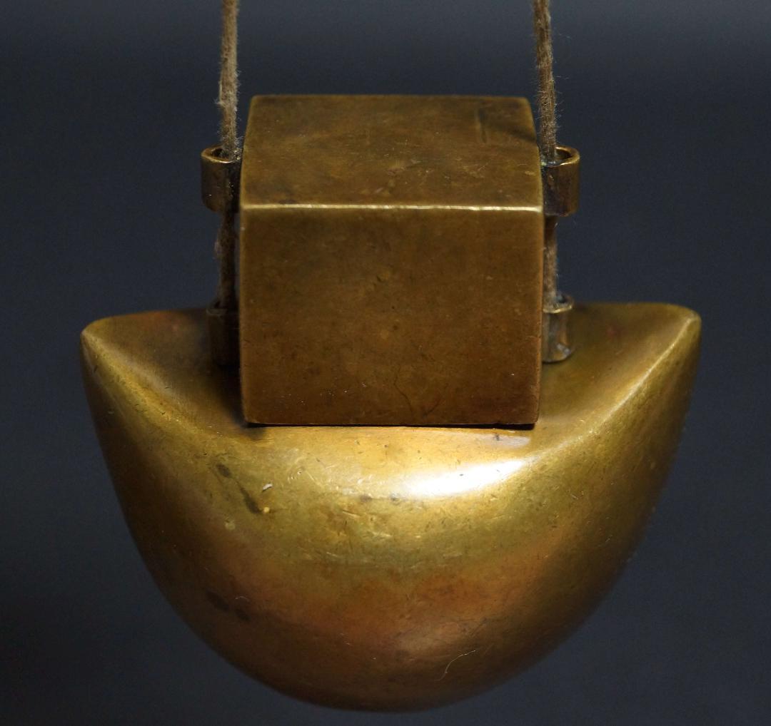 清 光緒 鳳祥造 銅製 金工細工 元宝型茶入 携帯形煙草入 茶道具 骨董品時代物