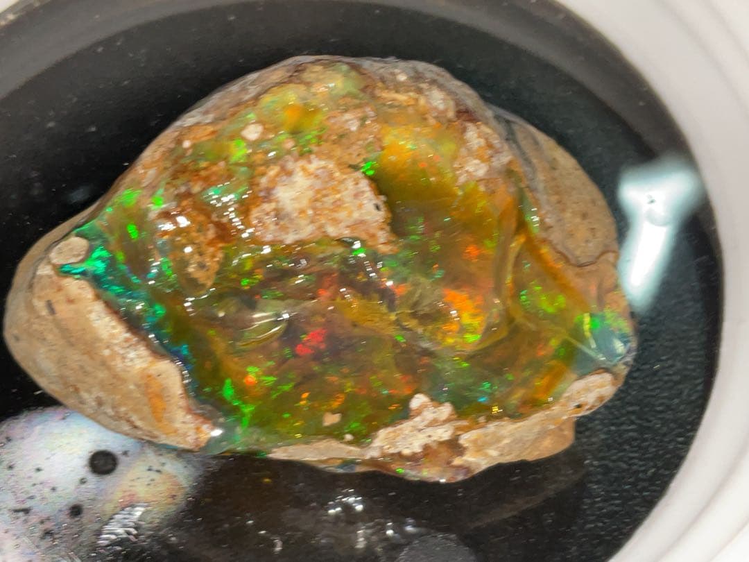 【150CT】エチオピア　オパール　原石　緑　オレンジ