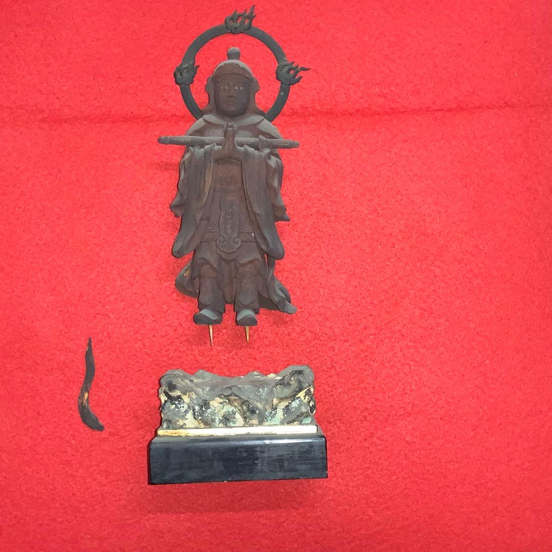 2326時代不明古い仏像⬛️韋駄天/勝負運⬛️木像木造置物御守お守り