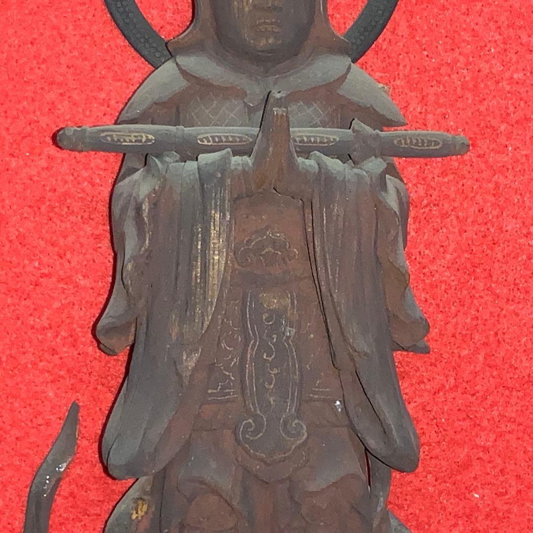 2326時代不明古い仏像⬛️韋駄天/勝負運⬛️木像木造置物御守お守り