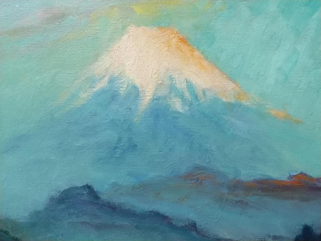 「黎明富士」 F6 油絵 絵画 油彩画 アート 風景画 富士山