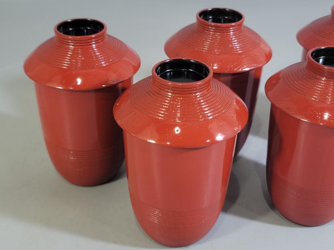 懐石器 朱漆 小吸物椀 5客 塗師 石斎 共箱 DT741