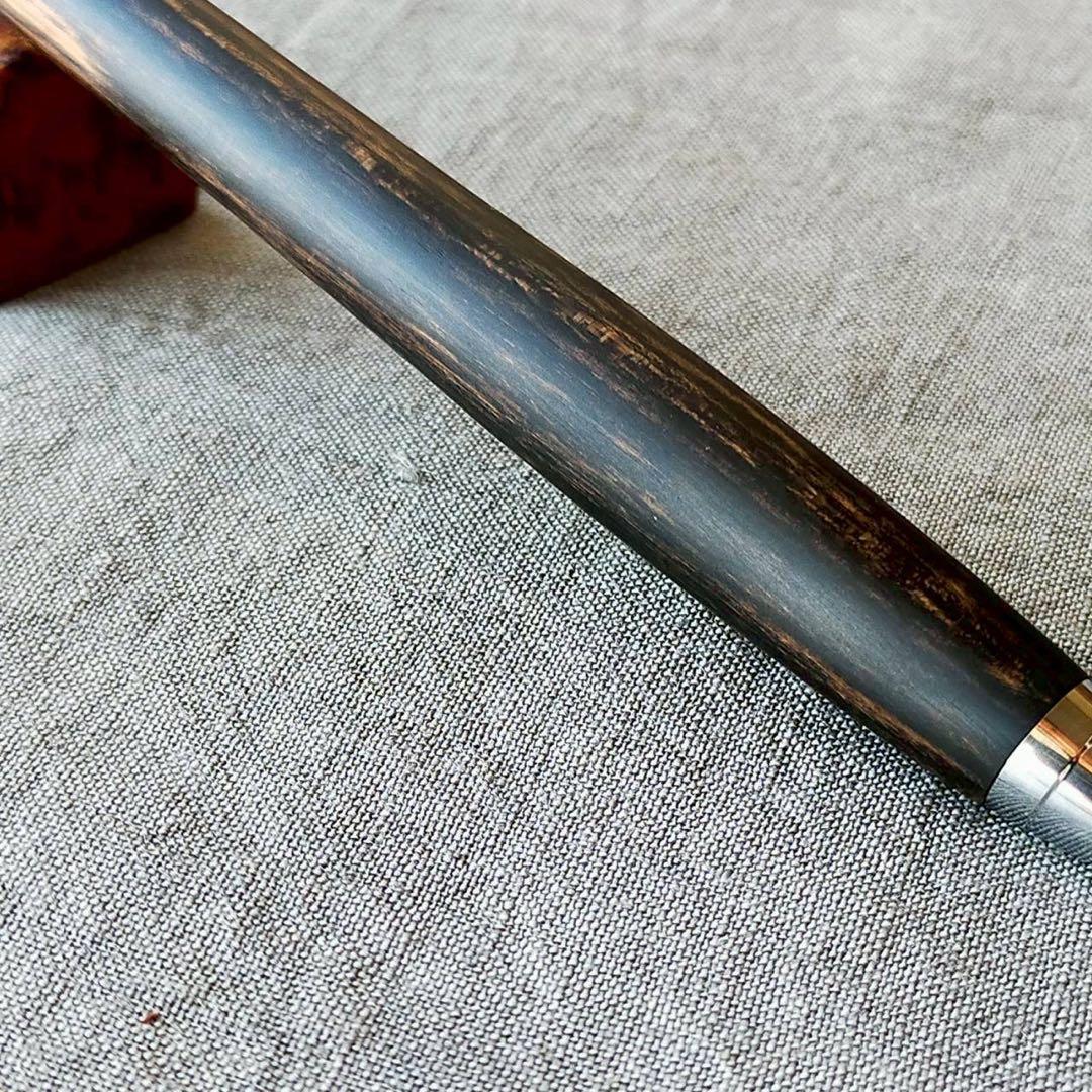 カメルーンエボニー　ハンドメイド　木軸シャープペン　0.5mm　天然木　シルバー