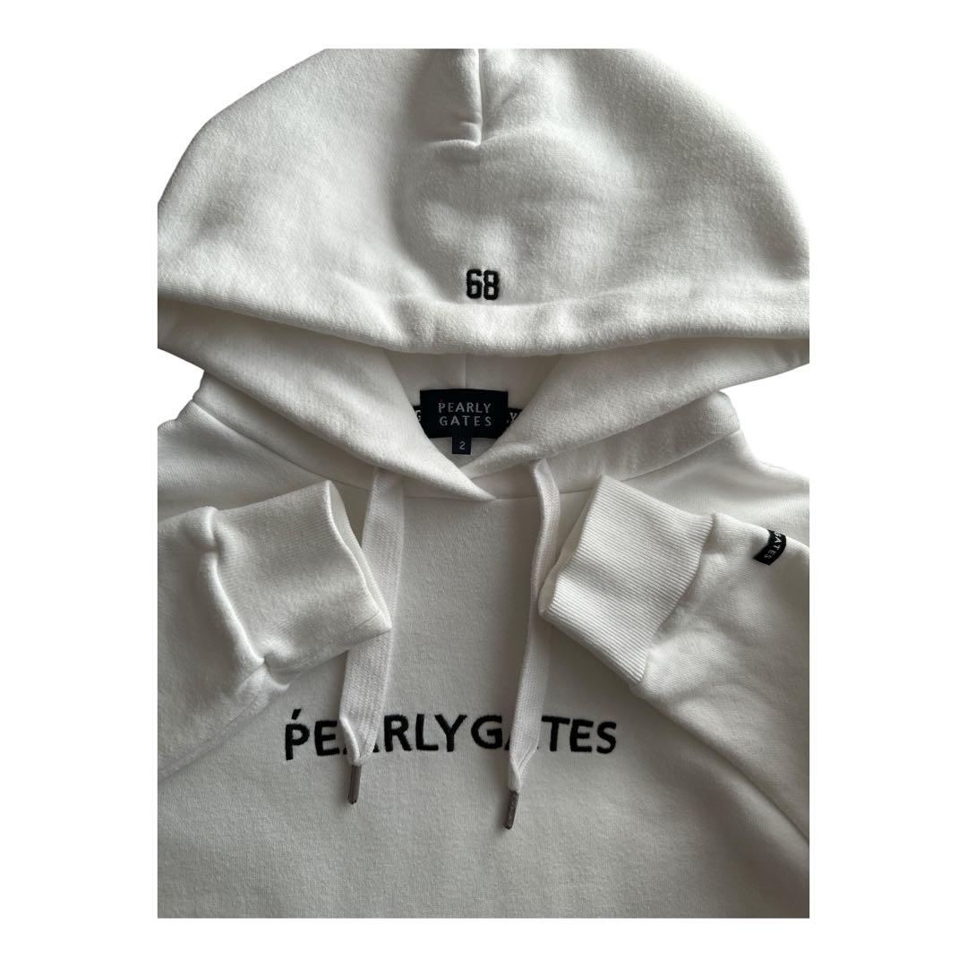 パーリーゲイツ レディース 裏起毛オーバーサイズ 白パーカーサイズ2 美品ゴルフ