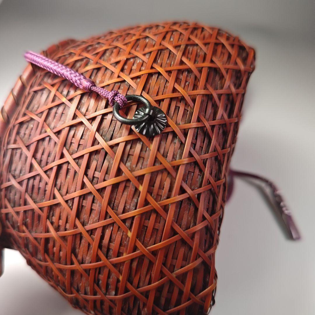 ウ312 茶籠『吉川日月作』『竹製　御所篭　共箱　茶道具』野点籠