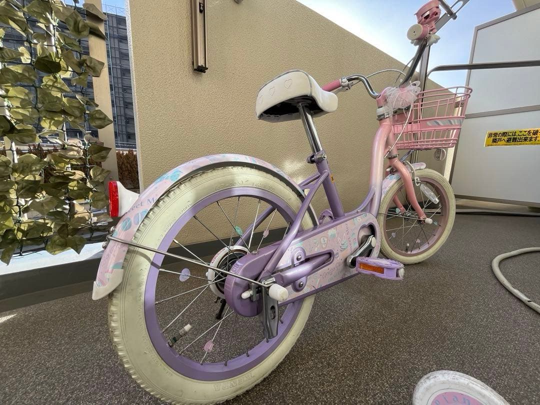 幼児用自転車 パープル・ピンク 16インチ　メゾピアノ　引取り限定