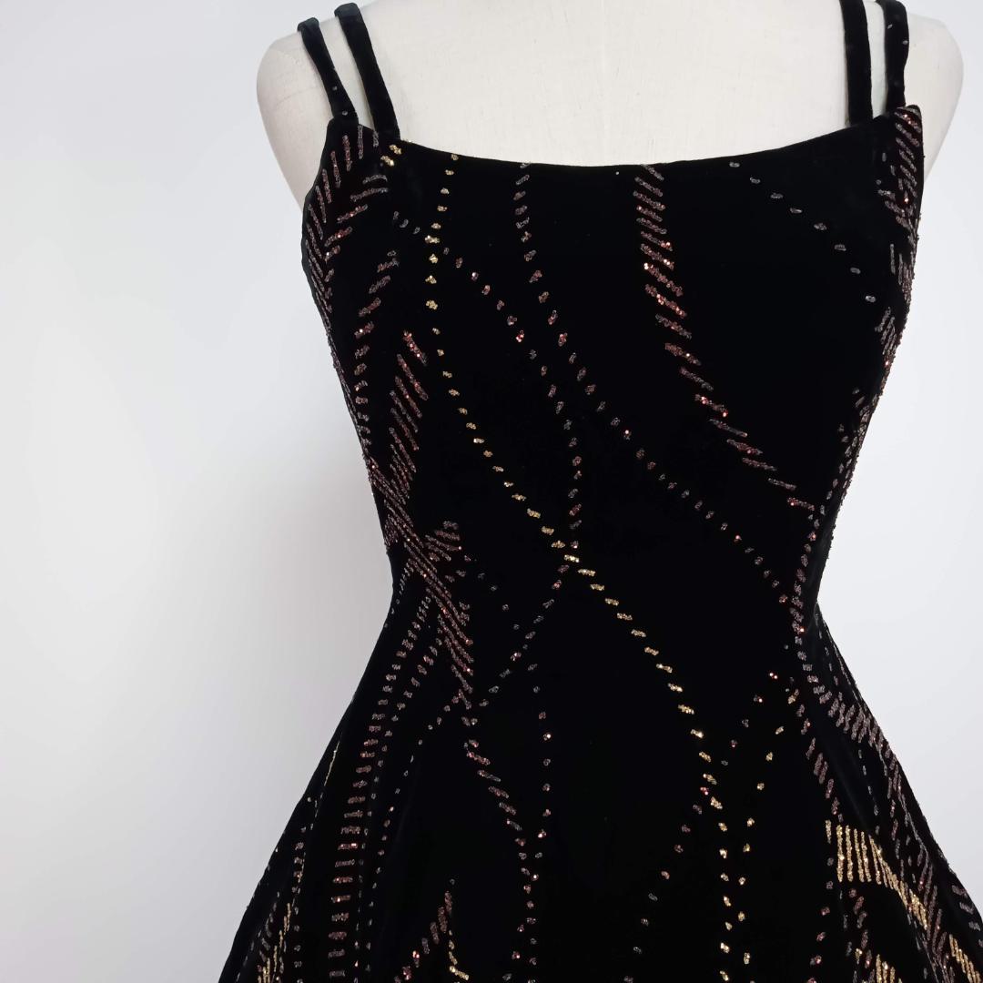 スパンコール Aライン ドレス