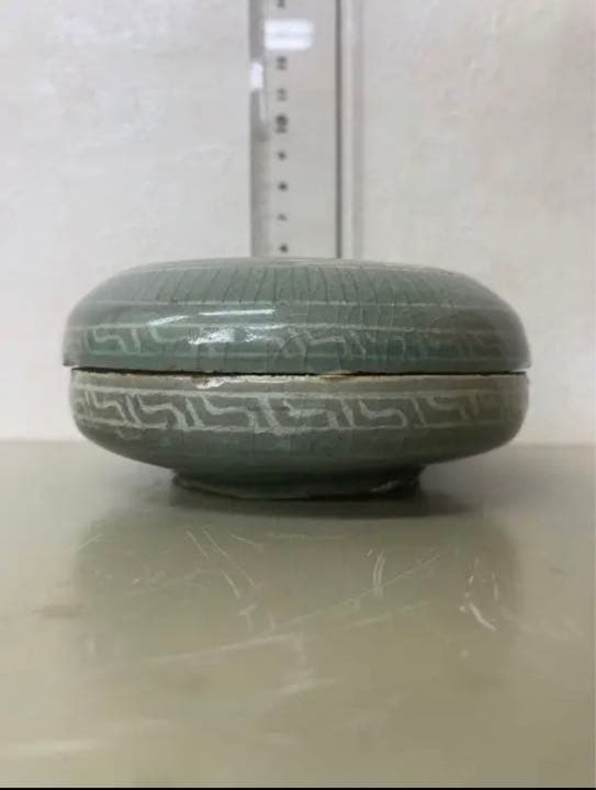 李朝•高麗　鹤紋香合 骨董　古美術　唐物　コレクション　アンティーク　江戸 青磁