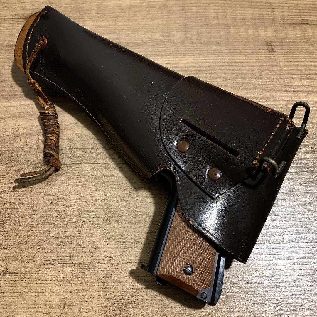 1980年代　国際産業　コクサイ　米軍 US刻印　本革　レザーホルスター　茶