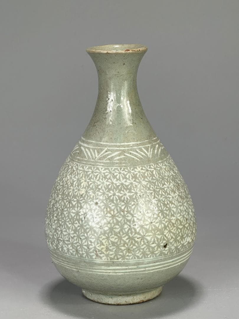 韓国美術　李朝時代　李朝　白象嵌花卉文　粉引　徳利　時代　古物　朝鮮古陶磁