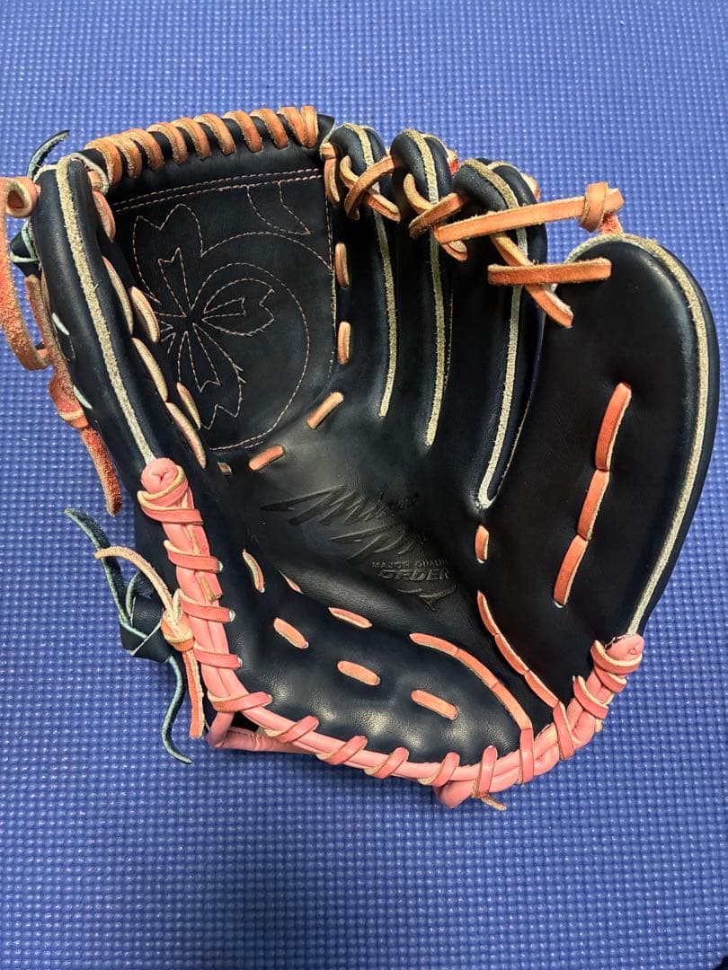 さ*く様 MizunoPro 軟式グローブ ネイビー/ピンク