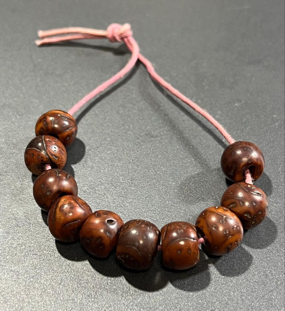 古い小粒の龍眼菩提樹ビーズ10個セット