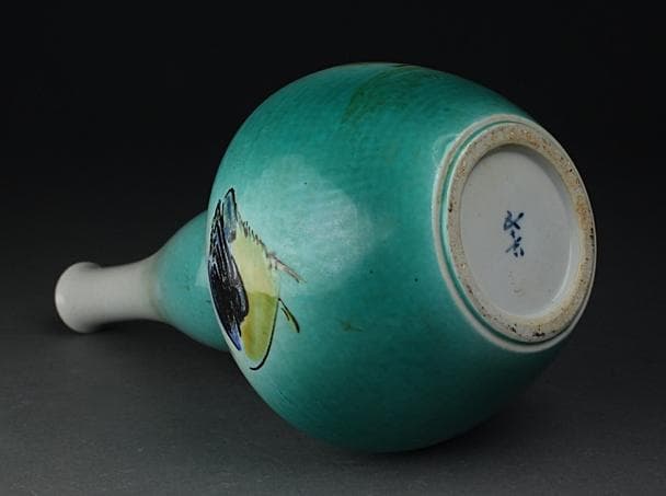 高さ31㎝の大作 芸術院会員　文化勲章受賞 二代浅蔵五十吉 鳥図花瓶　M60