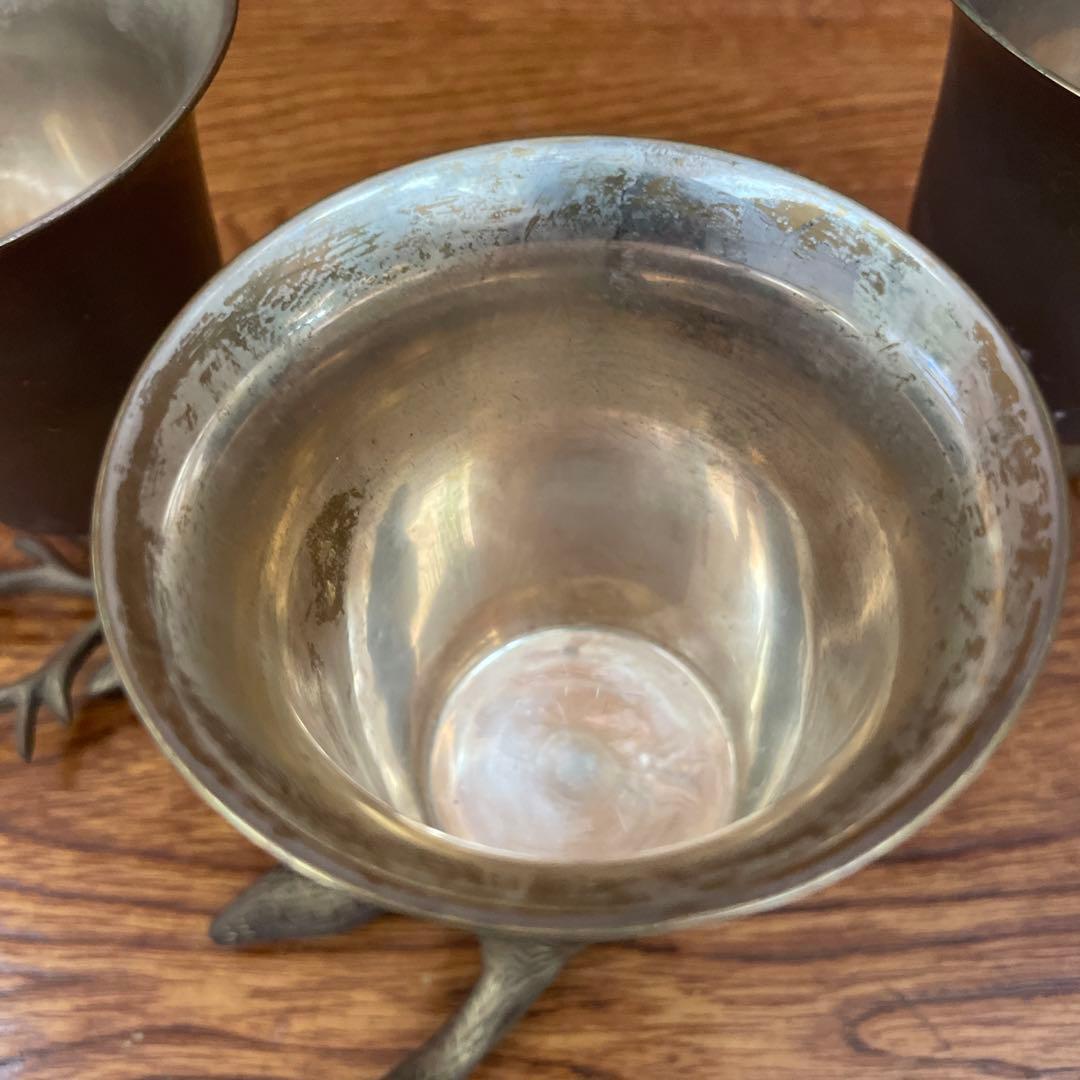 希少 ヴィンテージ ゴブレット 真鍮 ウサギ シカ ウマ グラス カップ