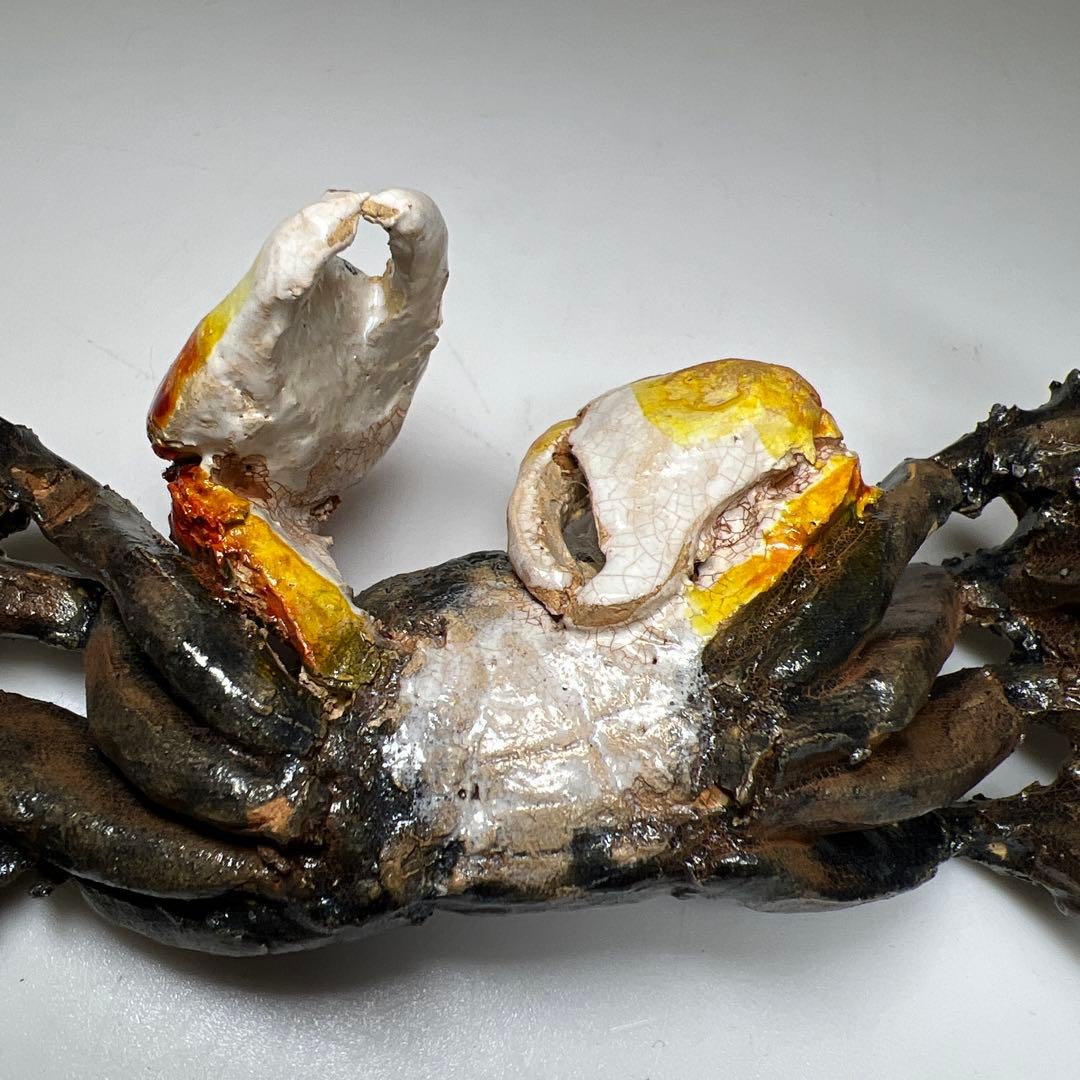 水月焼　カニ置物　幅約13㎝　東Y7-0507⭐︎2Fタカサ