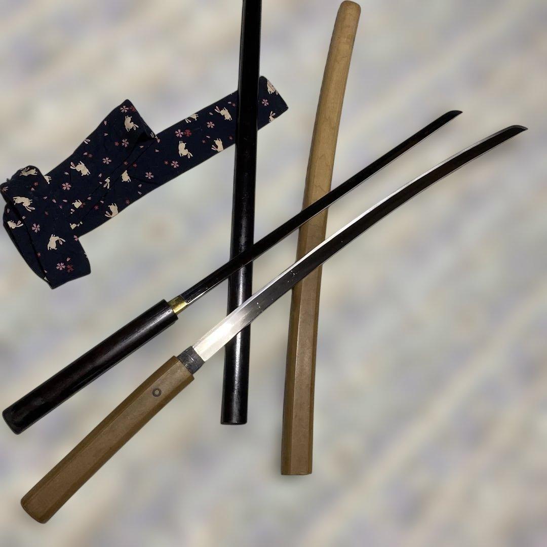 模造刀２本 仕込み杖(刀袋付)と白木鞘大刀