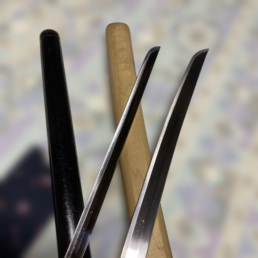模造刀２本 仕込み杖(刀袋付)と白木鞘大刀