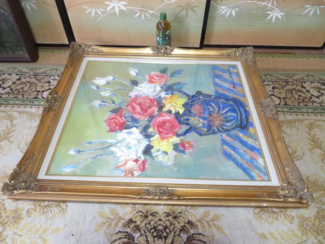 ◆ 坂田黎一　「薔薇」（仮題）　油彩　F20号　大作　創元会会員　◆