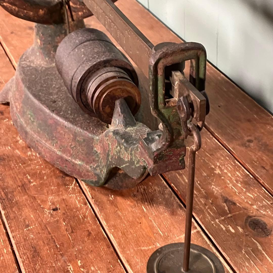 【超希少品✨】アンティーク　昭和レトロ不等比皿手動はかり　不等比皿秤 古い金属製