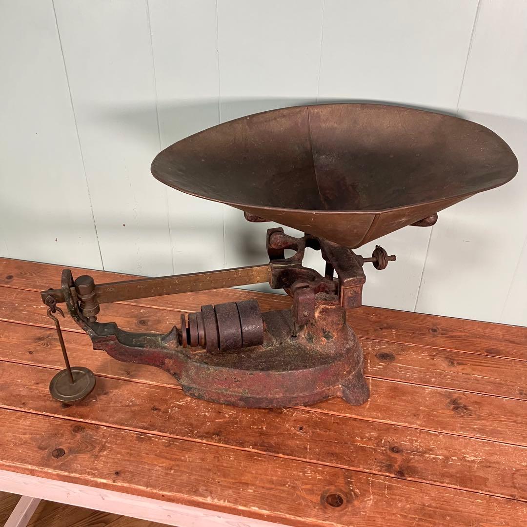 【超希少品✨】アンティーク　昭和レトロ不等比皿手動はかり　不等比皿秤 古い金属製