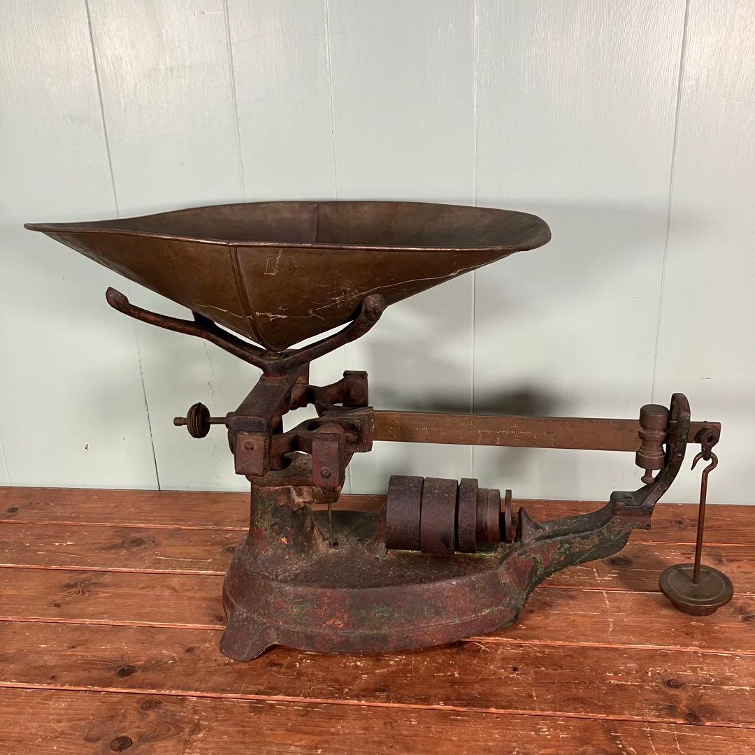 【超希少品✨】アンティーク　昭和レトロ不等比皿手動はかり　不等比皿秤 古い金属製