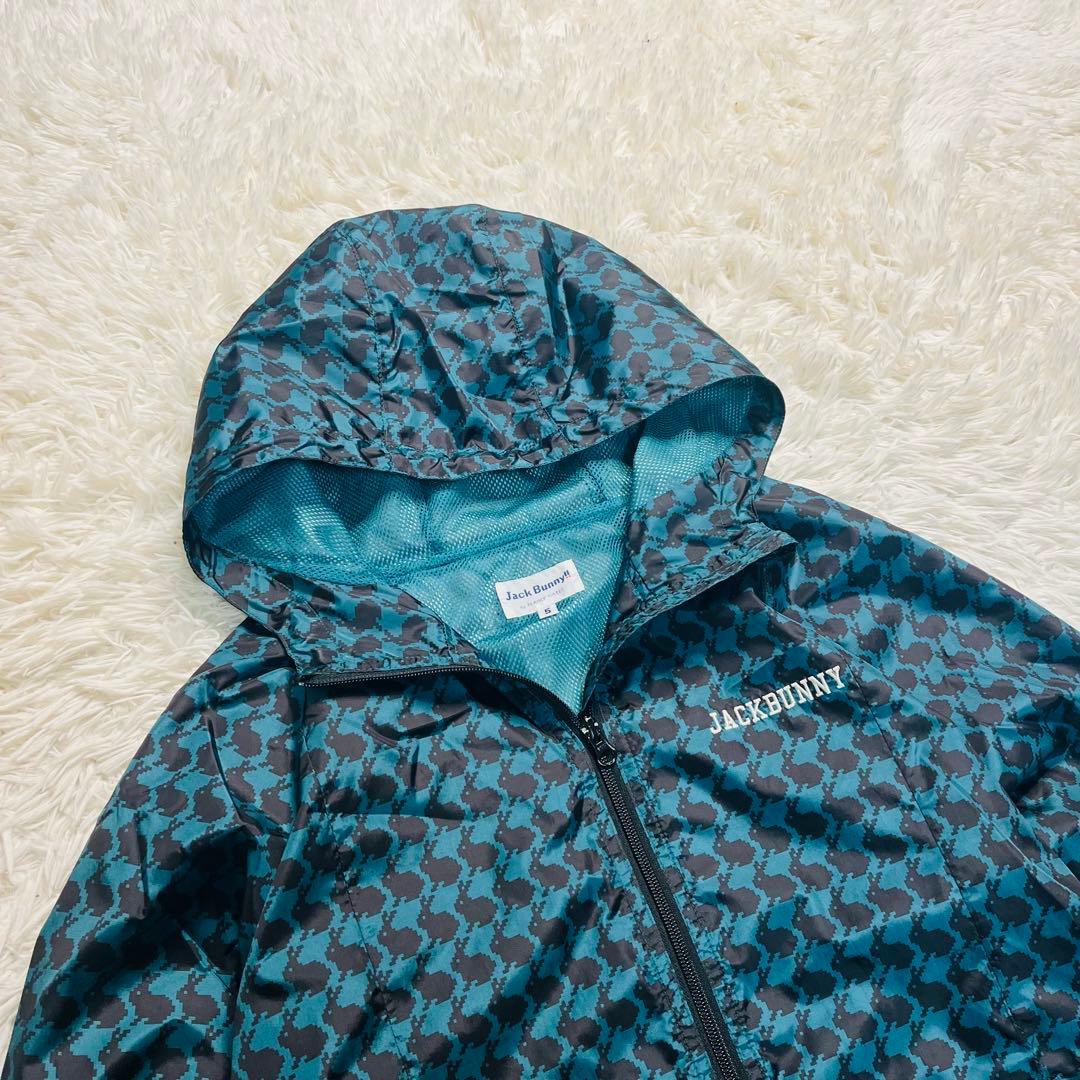 JACK BUNNY!! ラビット総柄千鳥 ナイロンジャケット 刺繍ロゴ 5 緑