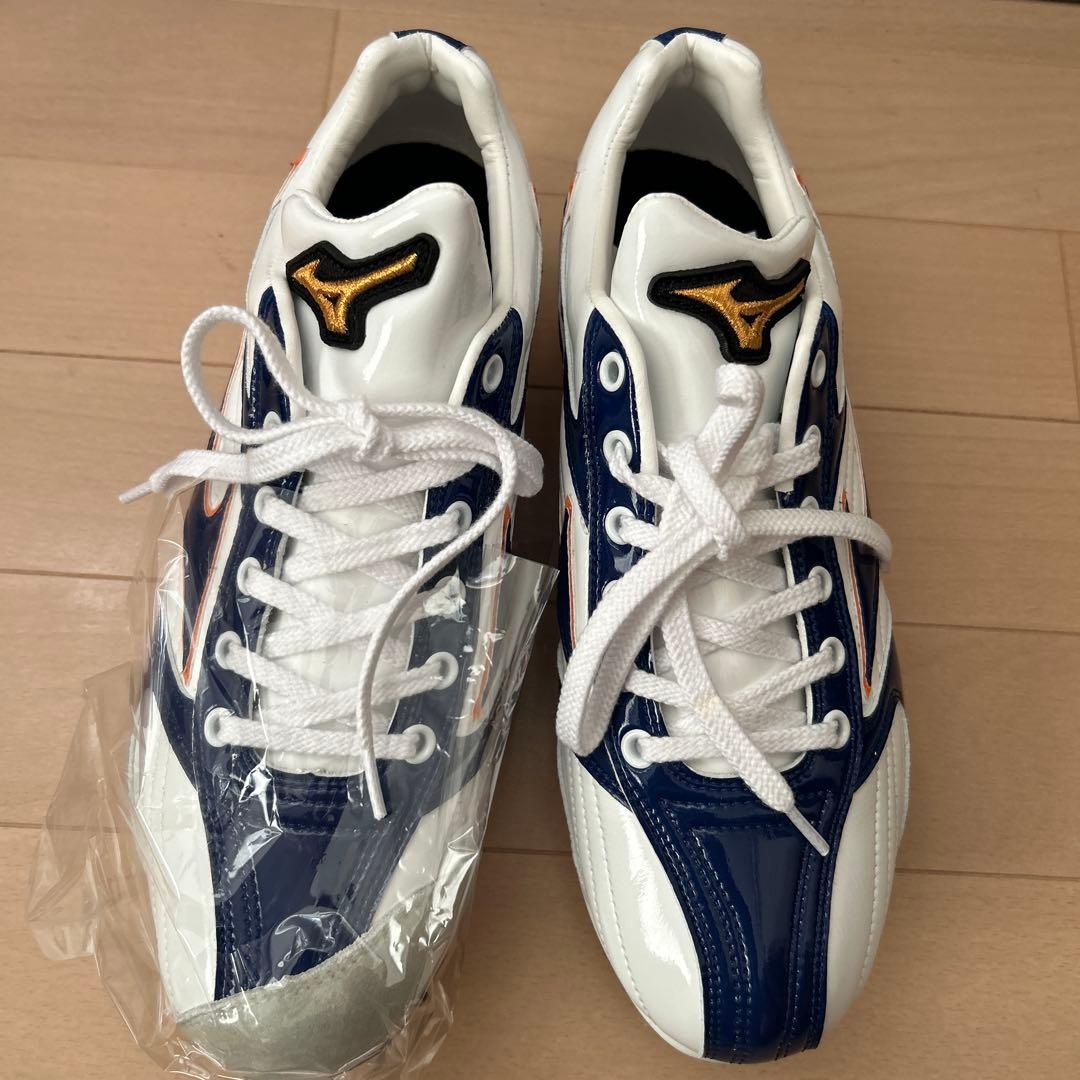 Mizuno オーダースパイクシューズ ネイビー/ホワイト　右足Pカバー付き