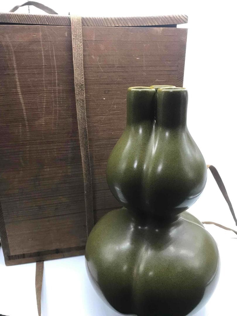 清乾隆時代 【大清乾隆年製】在銘 茶葉末三連瓶 官窯 希少貴重(C-33)