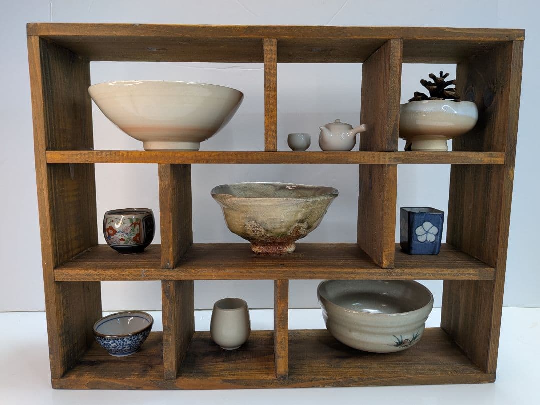 【 茶道具 】 抹茶茶碗／お猪口／急須／小鉢／木製ディスプレイ棚／オブジェ