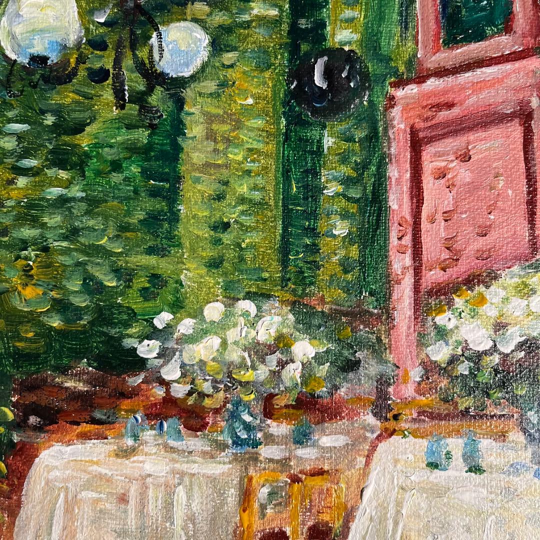 ★秀作★手書き油絵 ゴッホ レストラン内部 額付 絵画 インテリア 油彩画