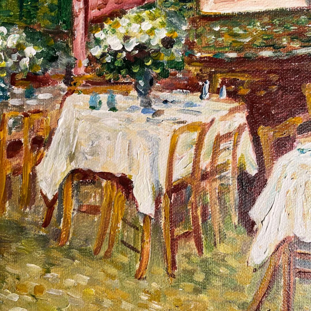 ★秀作★手書き油絵 ゴッホ レストラン内部 額付 絵画 インテリア 油彩画