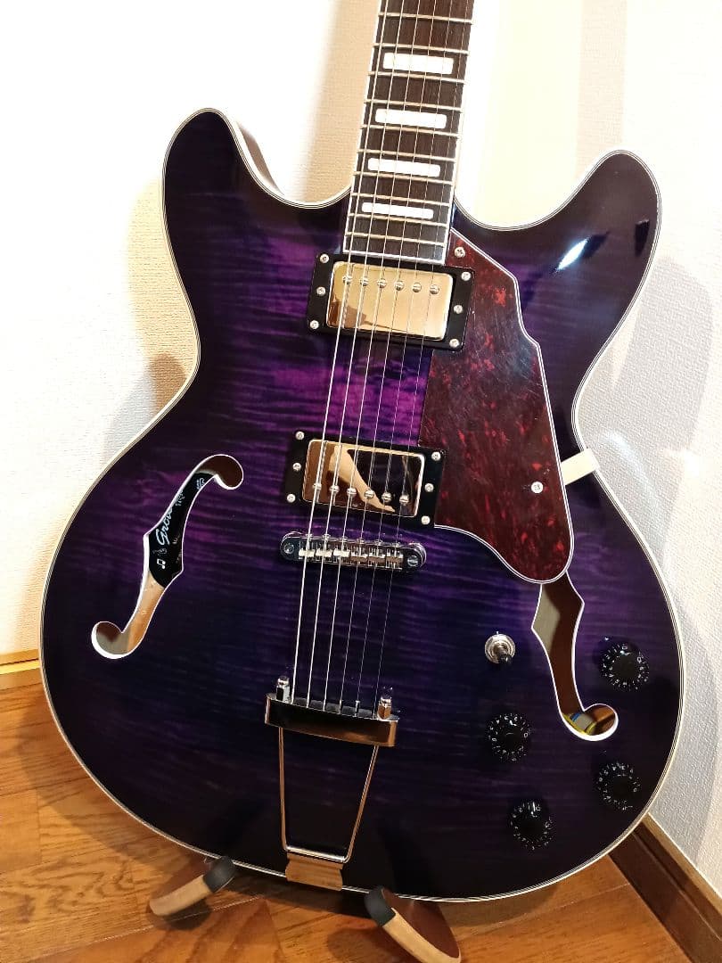 美品 GROTE 335タイプ セミアコ エレキギター パープル 紫 グロート