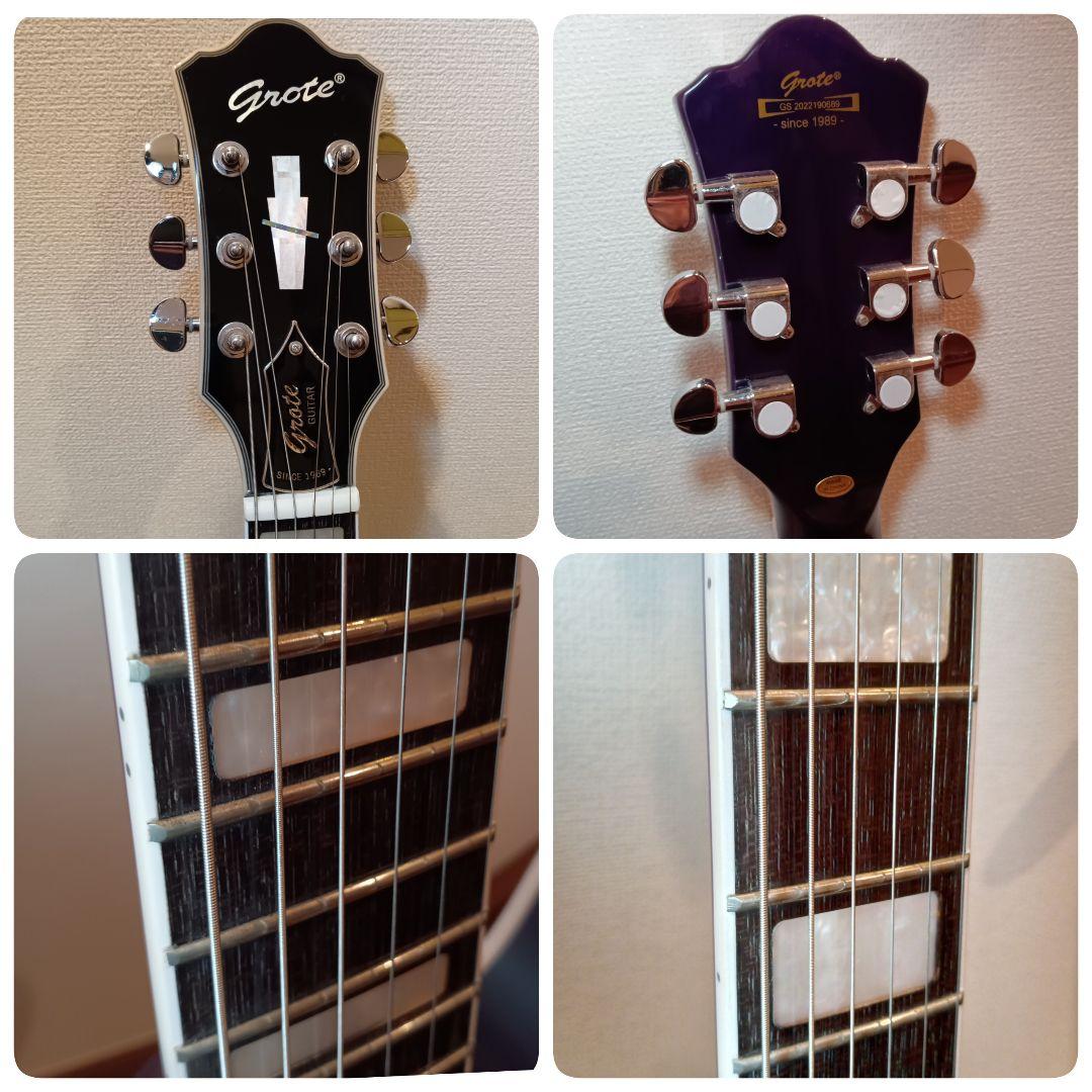 美品 GROTE 335タイプ セミアコ エレキギター パープル 紫 グロート