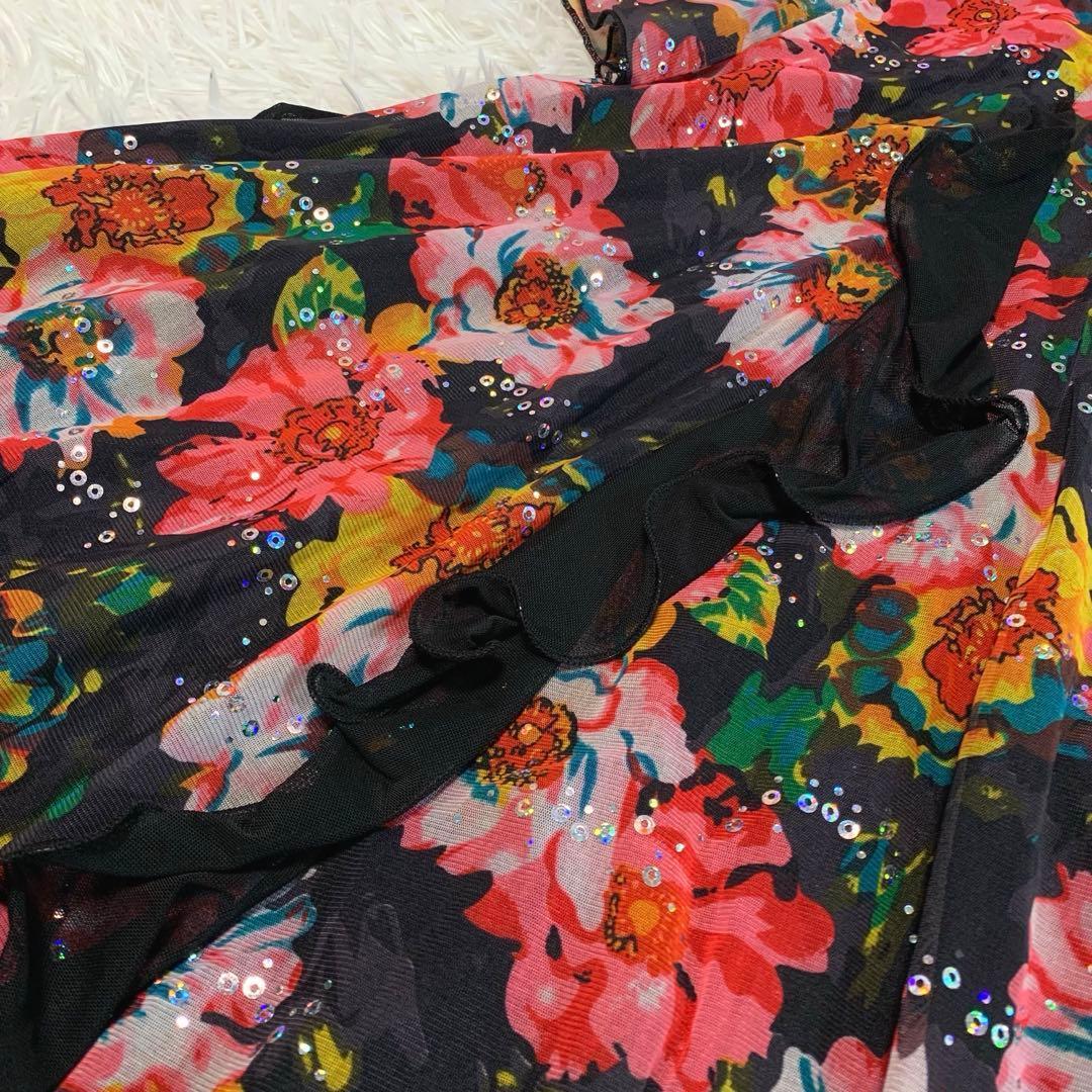 専用♡美品◆ICHIOKU 社交ダンスドレス ワンピース 花柄 スパンコール