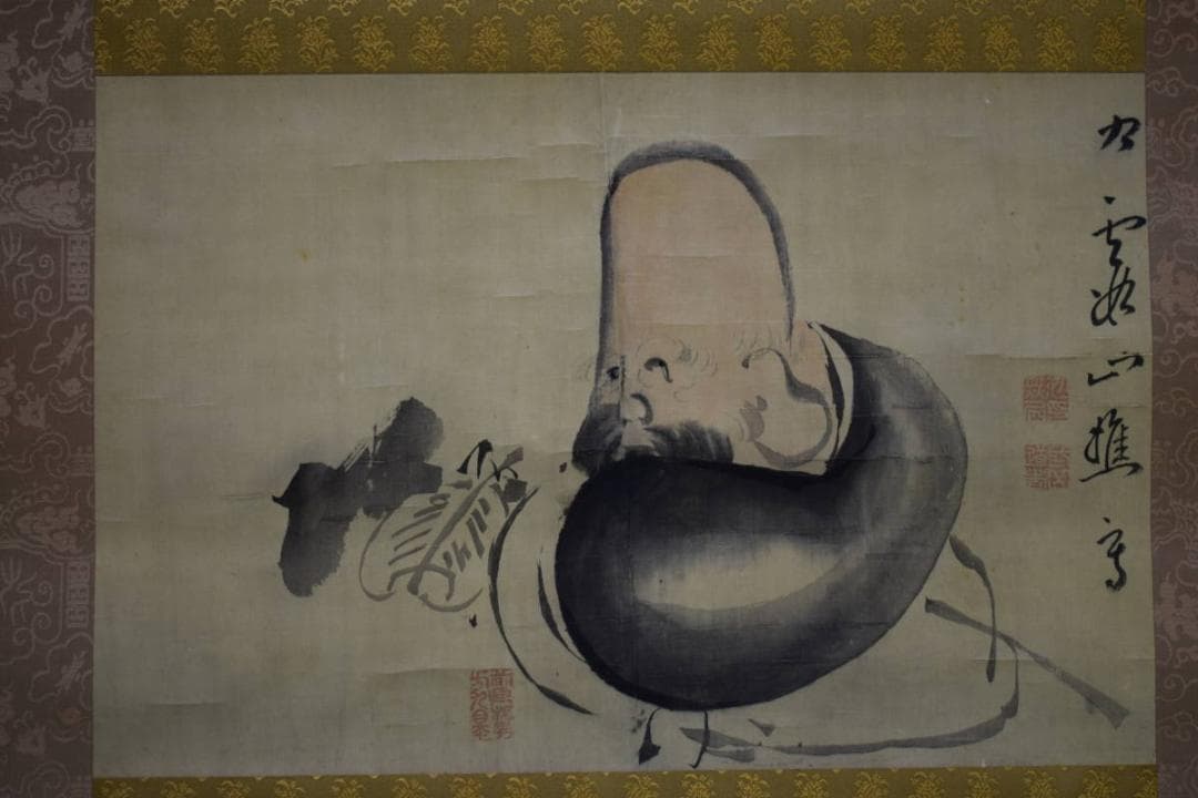 真作/池大雅/福禄寿図/軸先紫檀/布袋屋掛軸HH-378