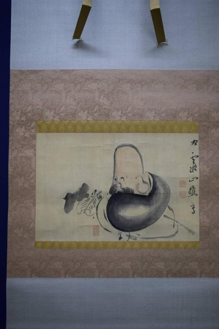 真作/池大雅/福禄寿図/軸先紫檀/布袋屋掛軸HH-378