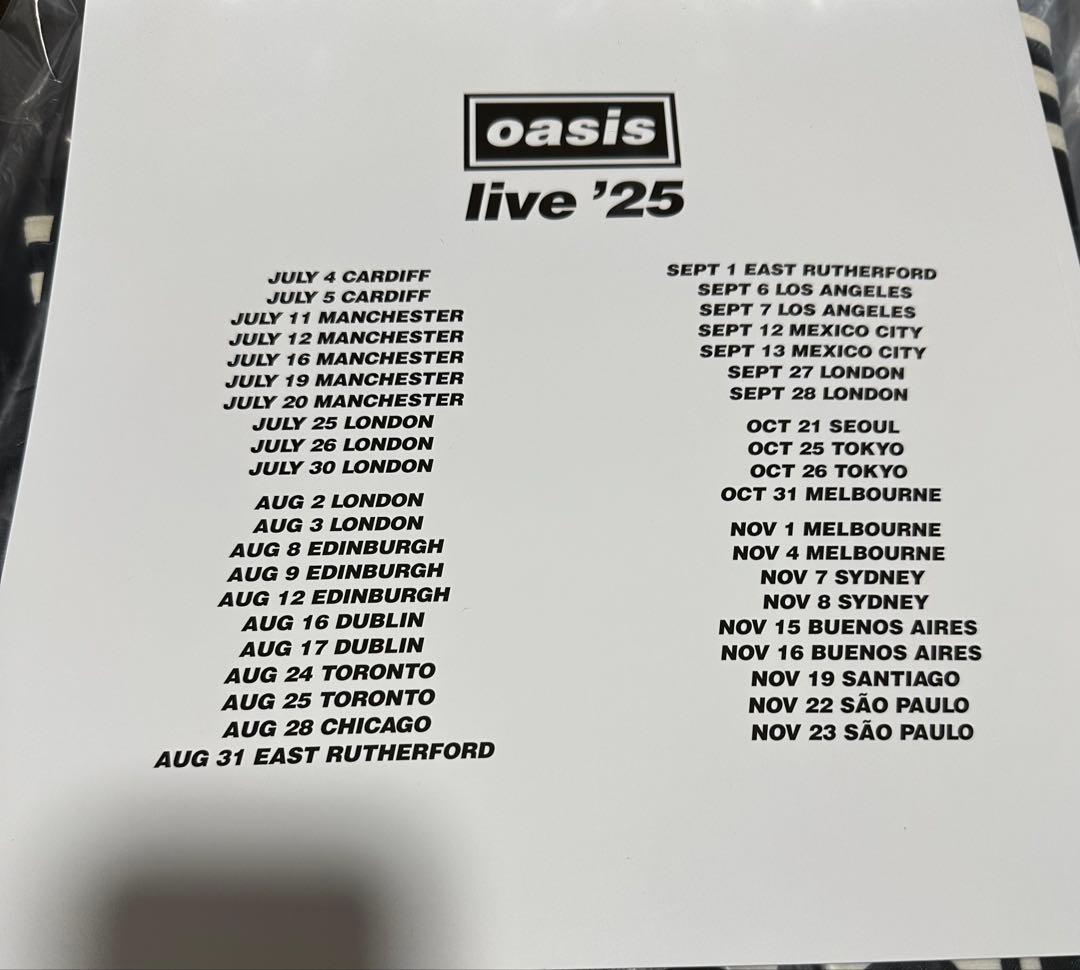 oasis live '25 パンフレット　オアシス　完売 日本