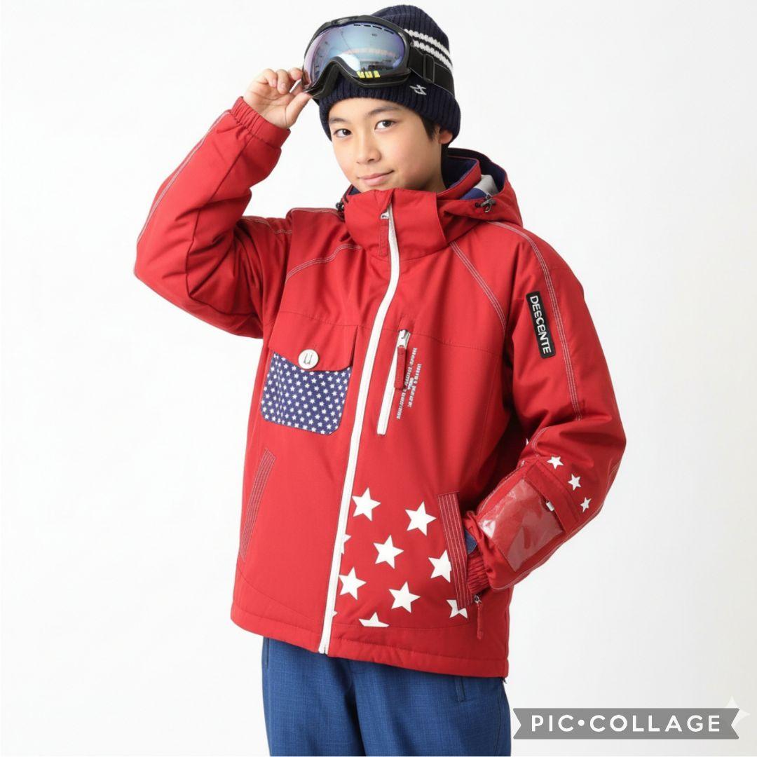 【美品】DESCENTE ジュニア スキーウェア 上下160 星柄 ヒートナビ