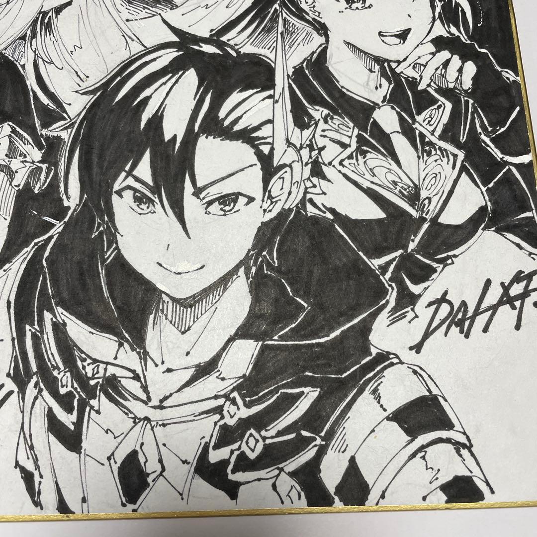 黒の召喚士　原作イラスト：ダイエクスト先生　　直筆イラスト色紙　当選品