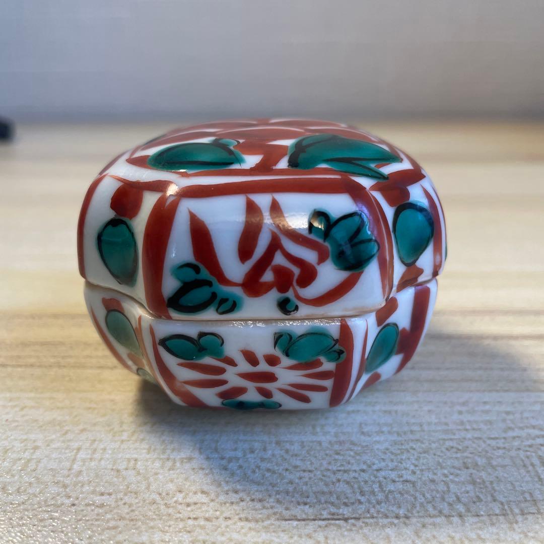 真葛香斎　赤絵香合　茶道具