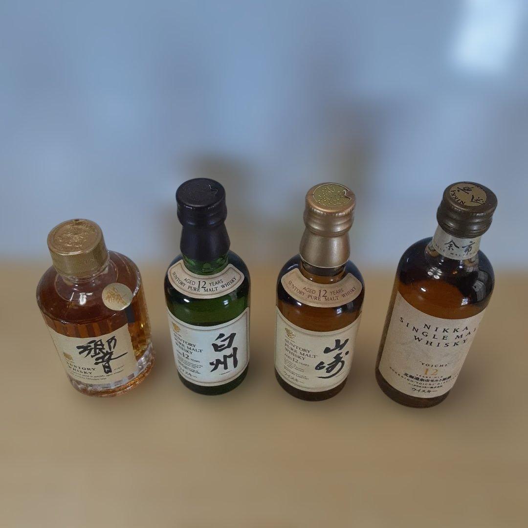 ニッカ シングルモルト　サントリーピュアモルト12年ウイスキー 4本セット
