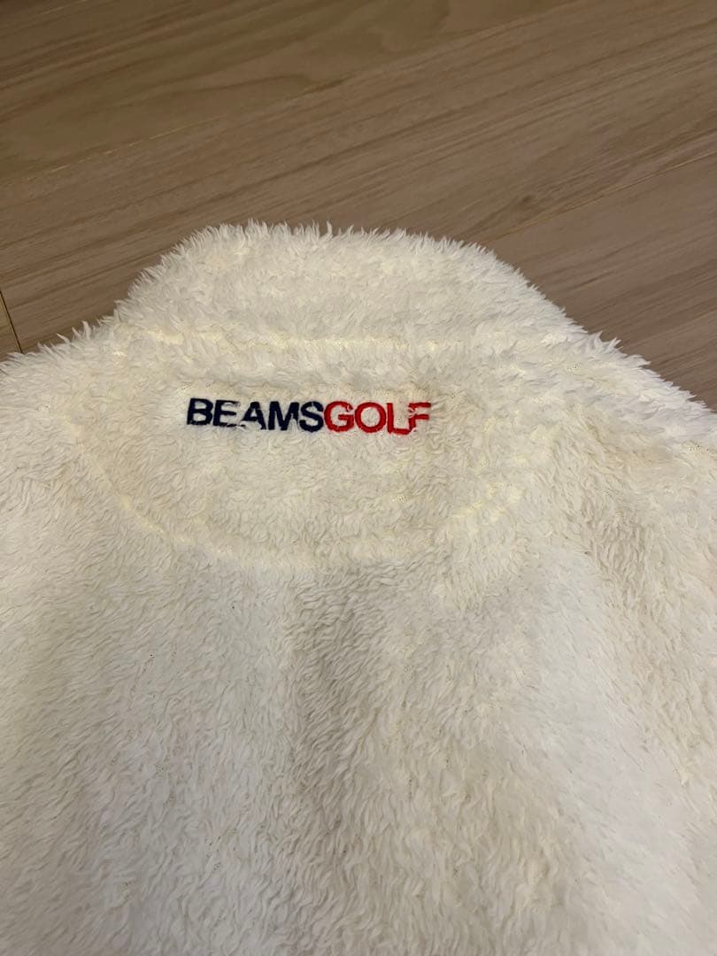 ビームスゴルフ　ジップ　ボアジャケット　ホワイト　ロゴ　ダブルジップ　Mサイズ