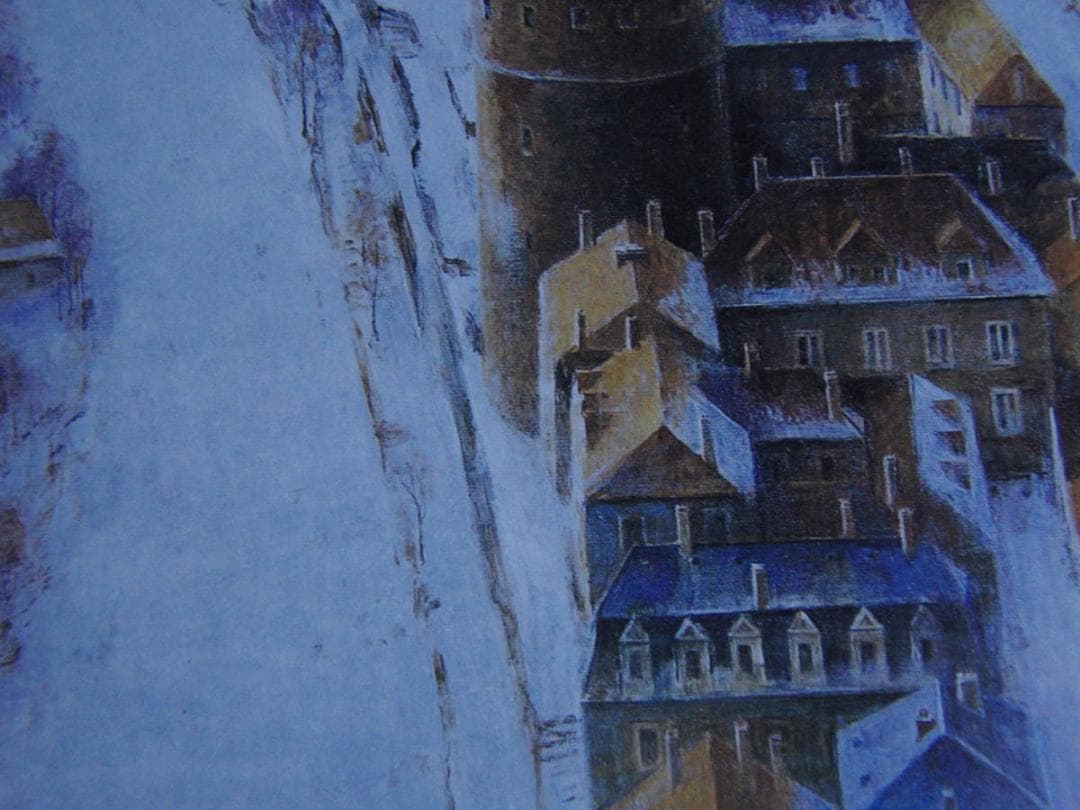 鵜飼幸雄、【白い道】、希少な額装用画集より、新品額装付