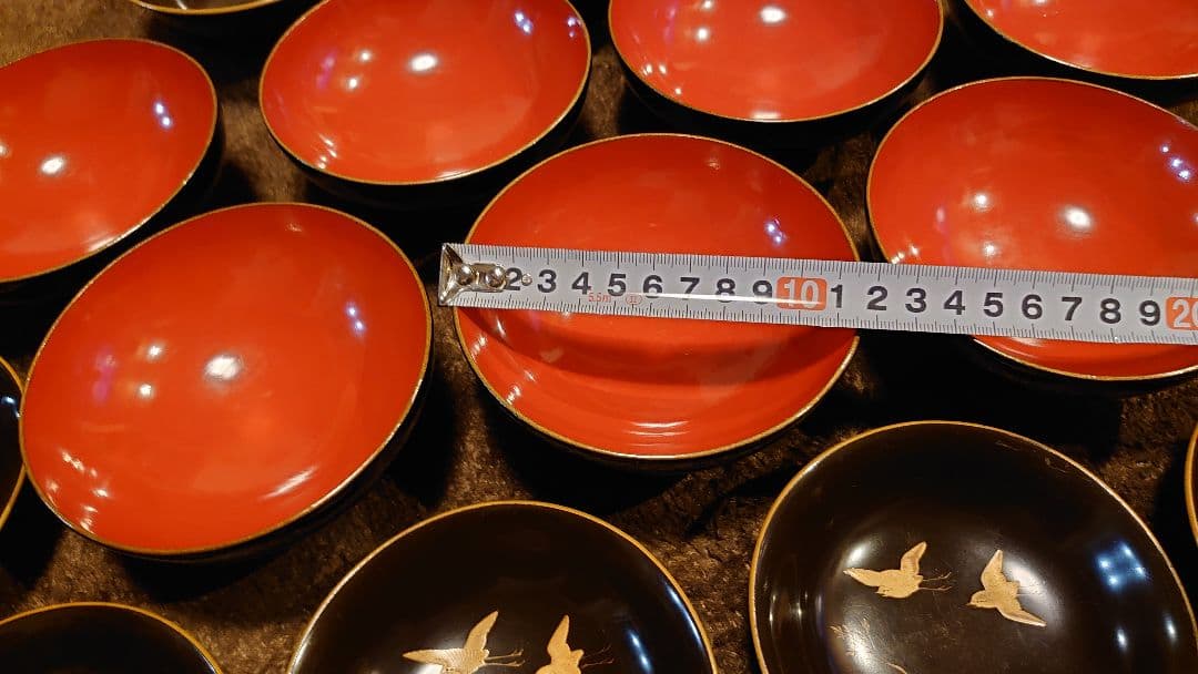 輪島塗　金蒔絵　蒔絵　波千鳥　蓋椀　１０客