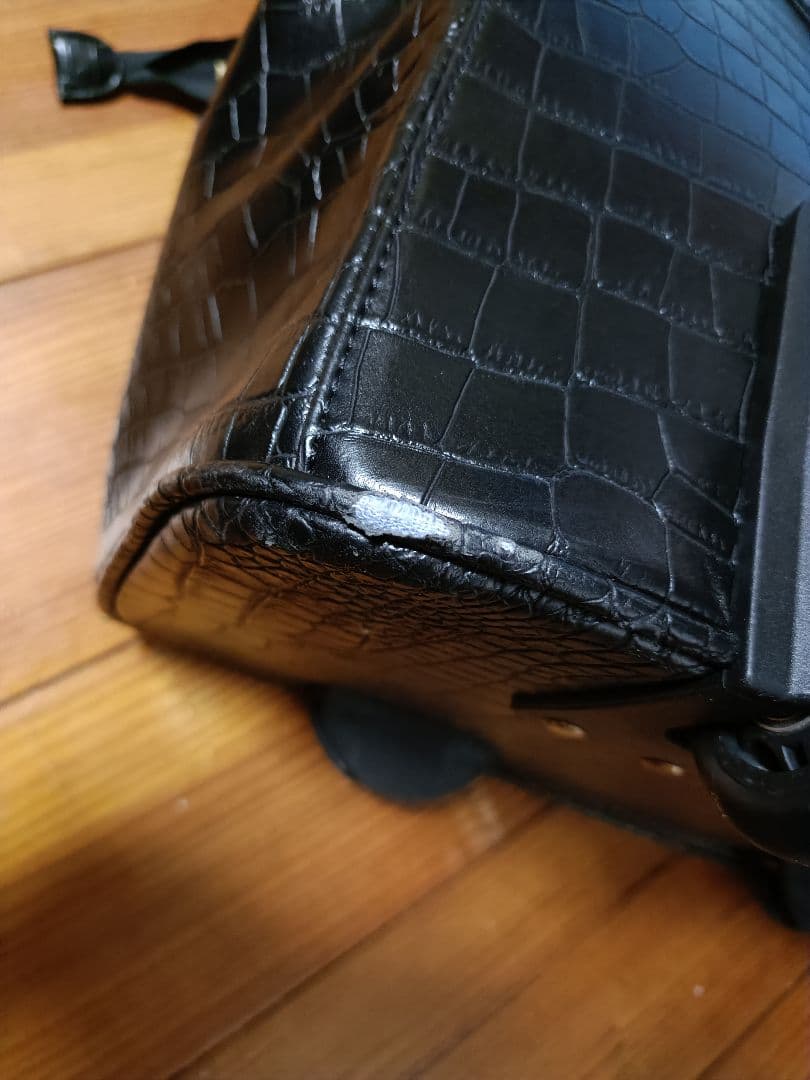 cooco クーコ　クロコ型押しキャリーカート　アルミハンドル　2way 黒