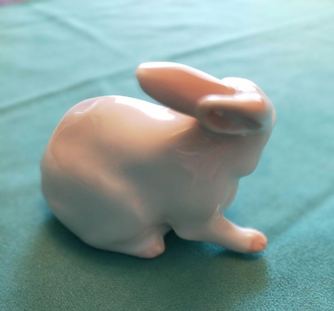 ヴィンテージ　ロイヤルコペンハーゲン　ホワイトラビット　フィギュア　ピンクアイズ